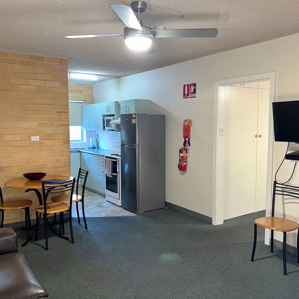 Kitchen, living and dining area.