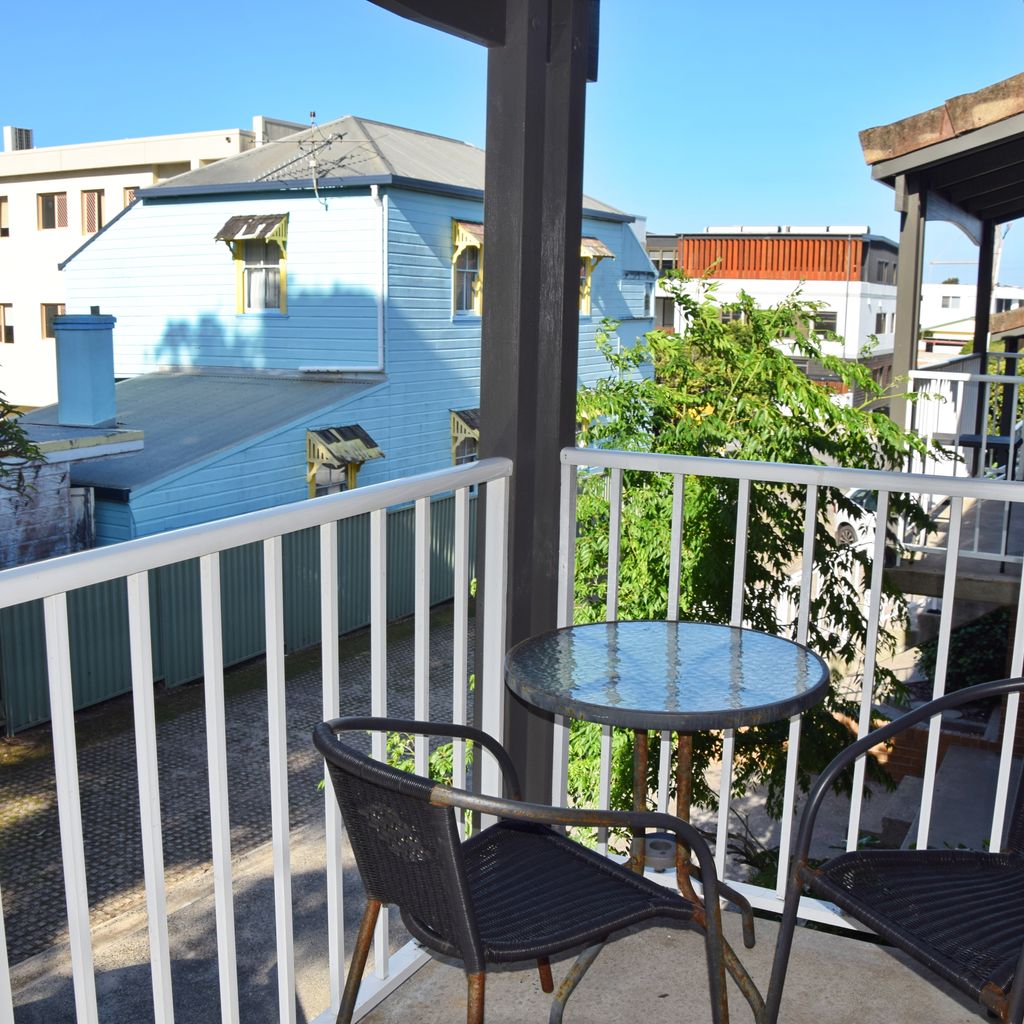 Balcony at front of apartment.