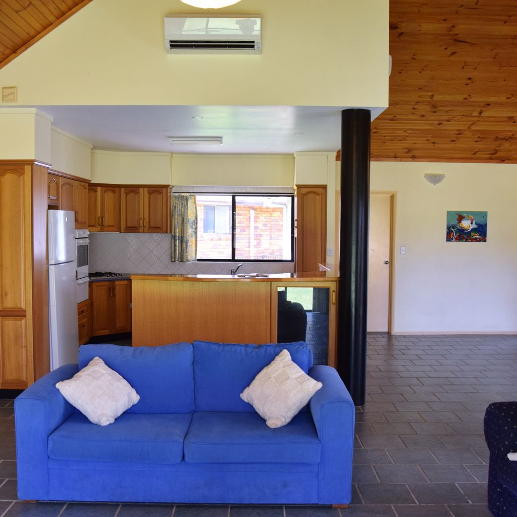 Living area and kitchen.