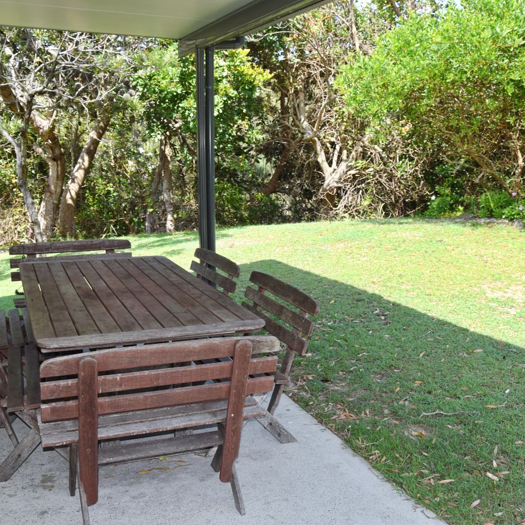 Outdoor dining and backyard.