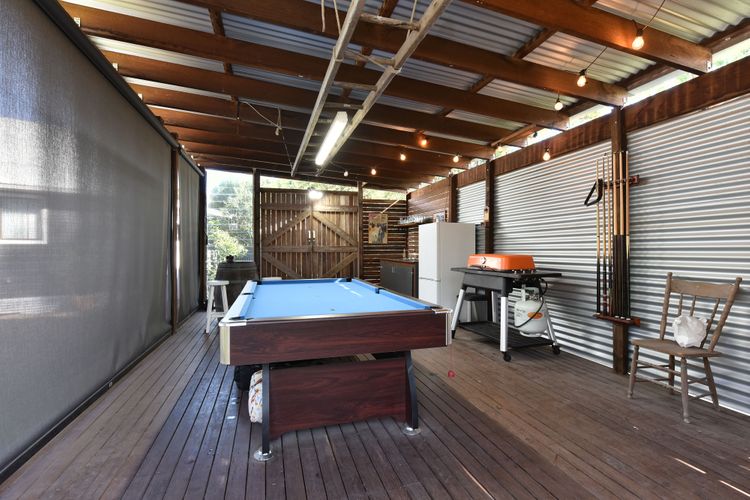 Games room with snooker table and BBQ