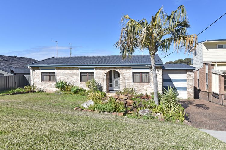 Front view of the waterfront home 