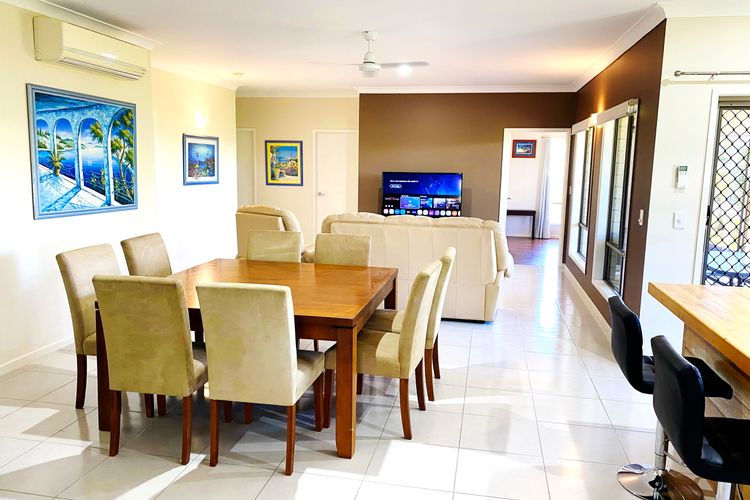 Behold the seamless fusion of functionality and style in our living room, kitchen, and dining area—a panoramic view that captures the heart of your home. The open layout allows for fluid movement between spaces, creating an expansive atmosphere of warmth 