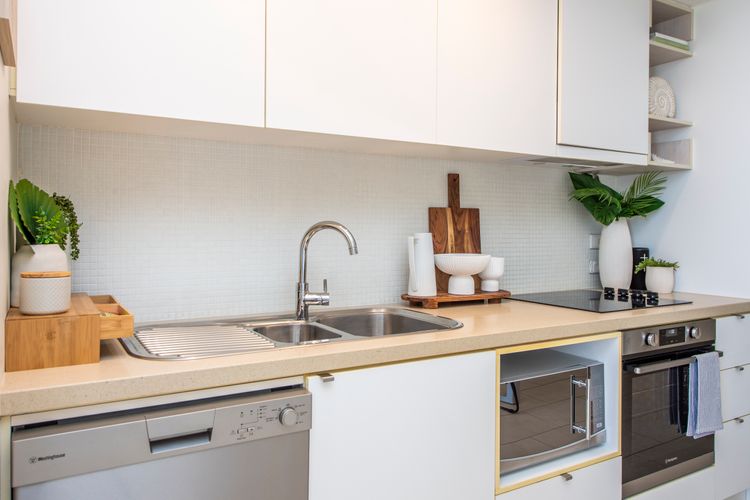 A generous kitchen area