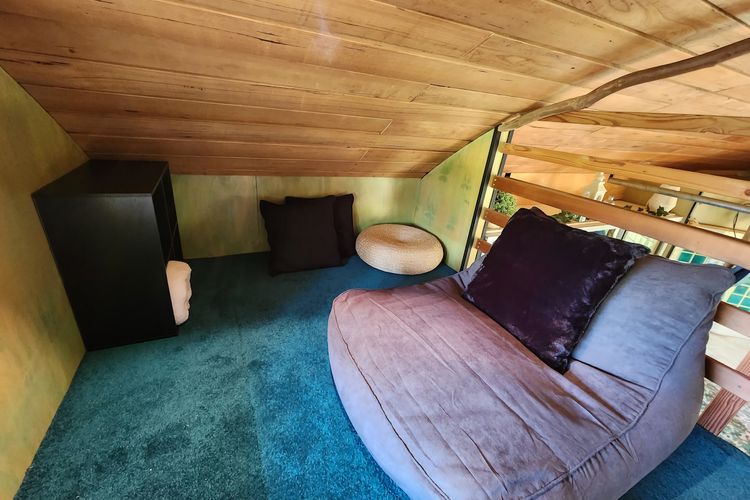 Upstairs reading nook with bean bag 