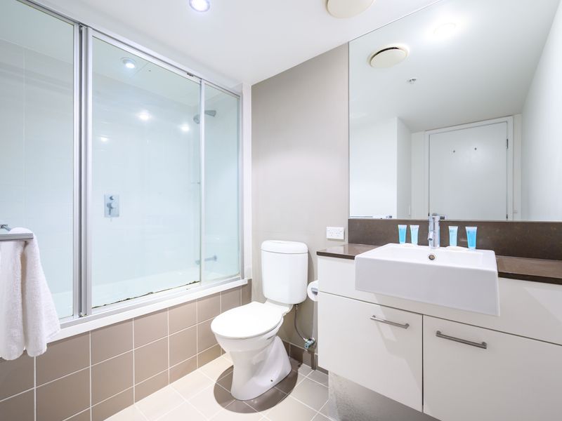Bathroom with starter pack of toiletries provided