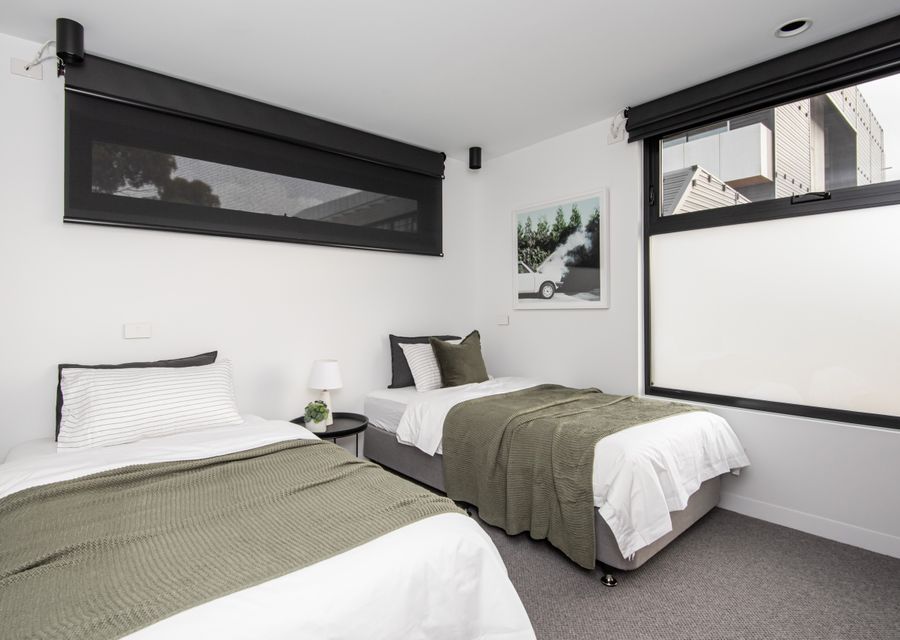 Bedroom with two single beds, these can be pushed together if you have three couples staying 