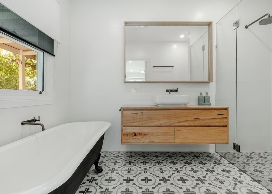 Bathroom with bath, shower and toilet 
