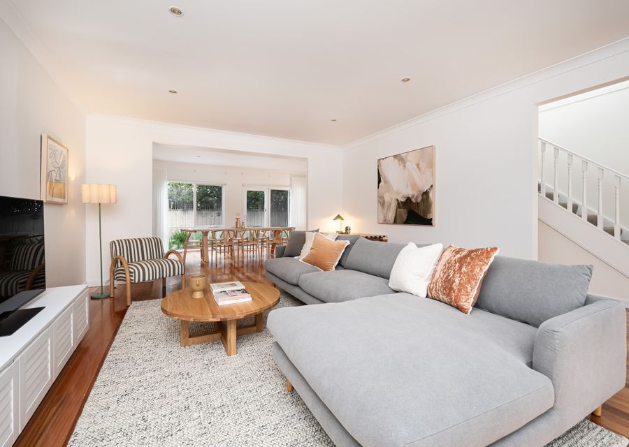 Light and bright living space with smart TV 