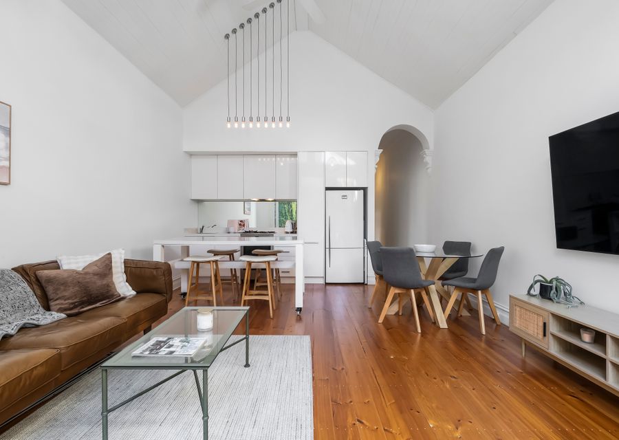Open plan living with kitchen, living, dining and smart tv
