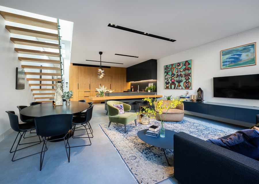 Open-plan dining and living area