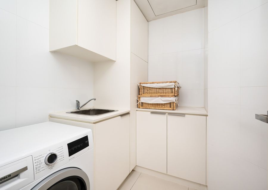 Laundry with front loader washing machine