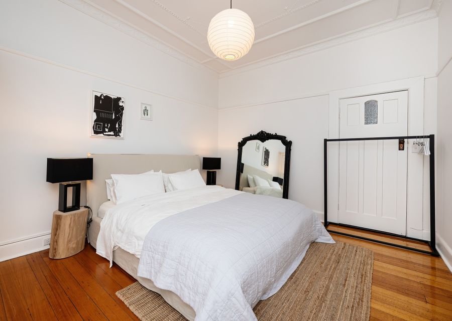 Bedroom one with Queen bed, ducted heating and cooling
